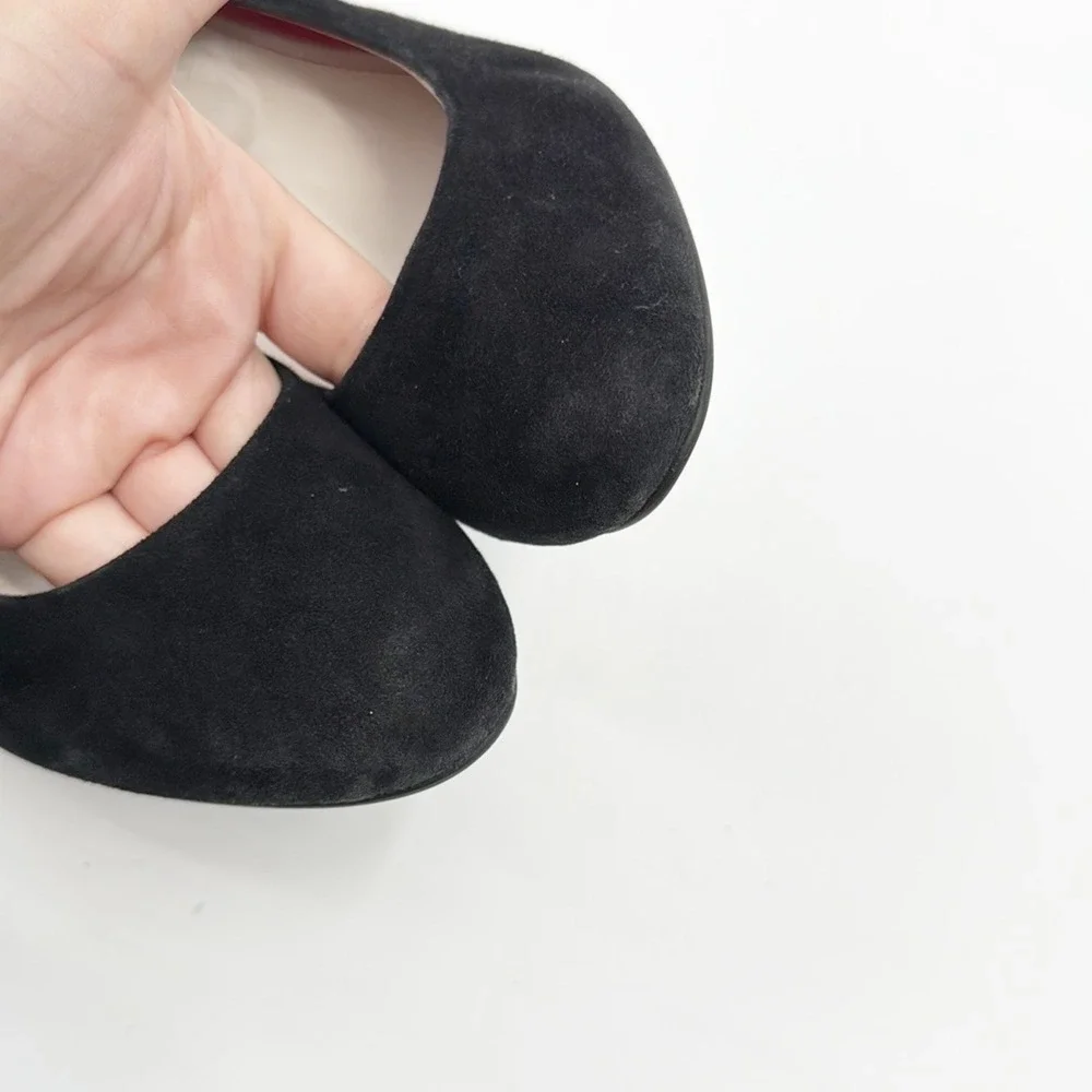 Boden Black Suede Leather Wedge Heels Pumps Classic Comfortable Shoes size 38 7
